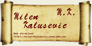 Milen Kalušević vizit kartica